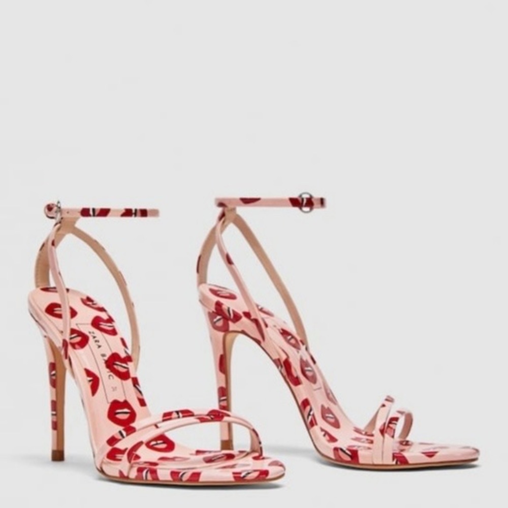 Zara Lip Print Strappy Heel